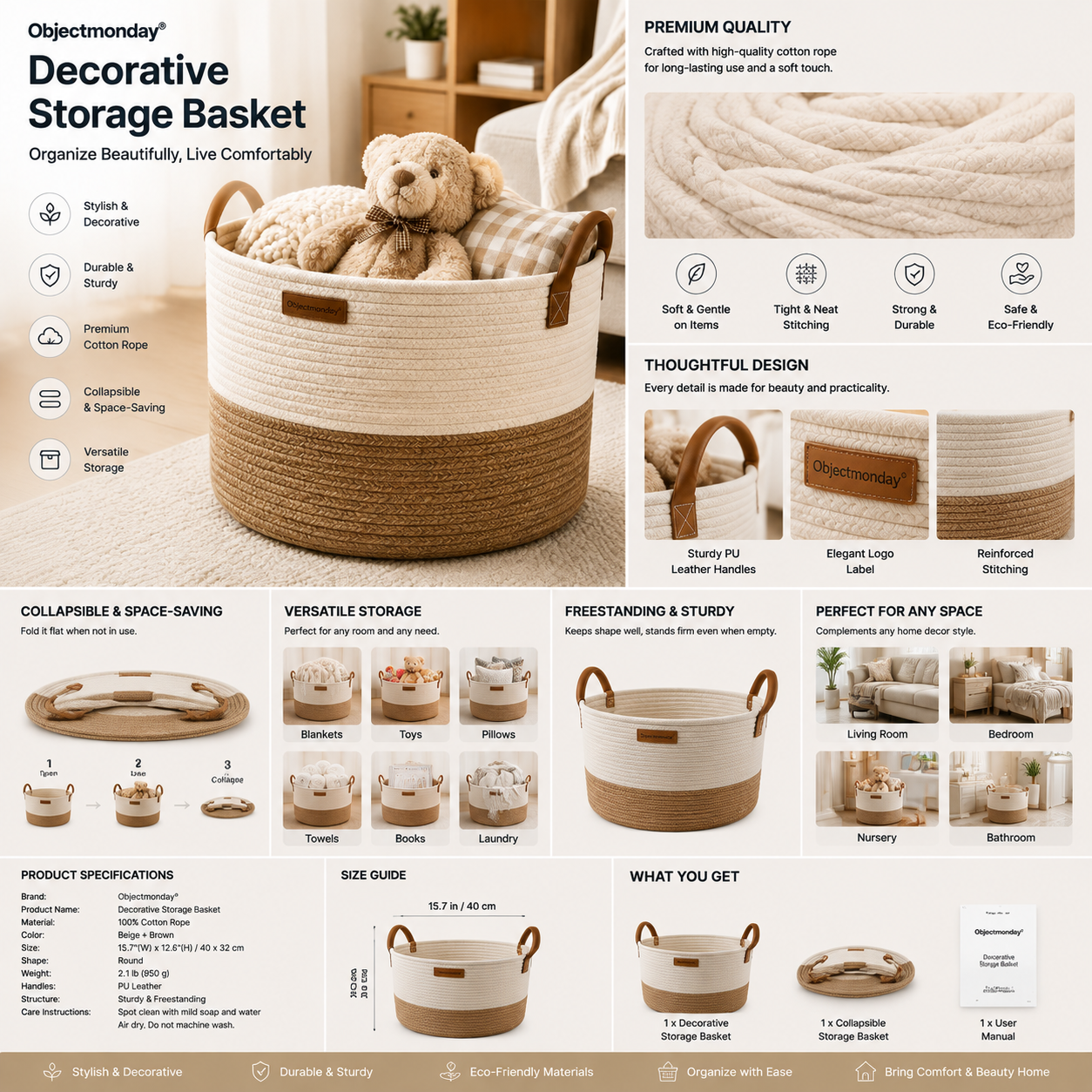 Objectmonday® Decorative Storage Basket