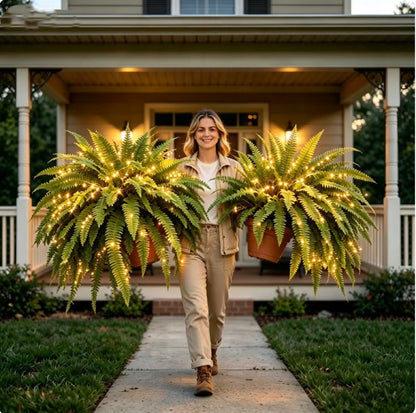 Last Day 49% OFF🌿Glowing Boston Ferns with Lights – 🌿 Zero Watering, Zero Maintenance