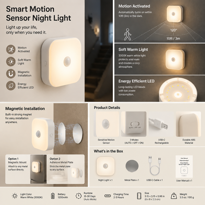 Objectmonday® Smart Motion Sensor Night Light