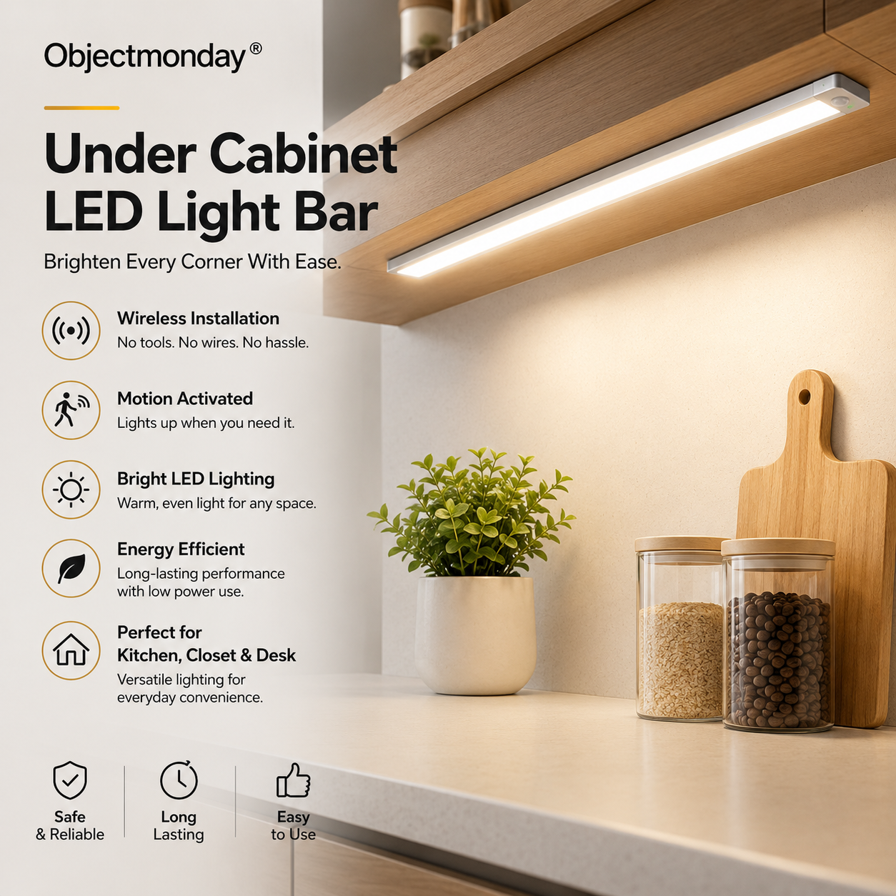 Objectmonday® Under Cabinet LED Light Bar