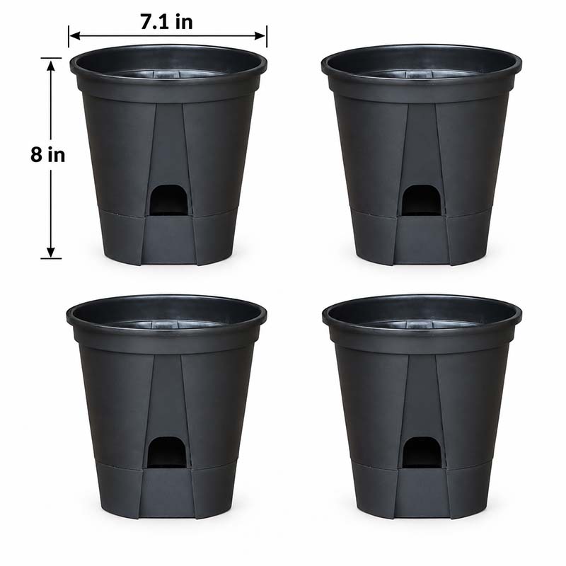 Self-Watering Plant Pots with Drainage – Indoor Planter Set with Water Reservoir, 7 Inch Set of 4 or 8 Inch Set of 3