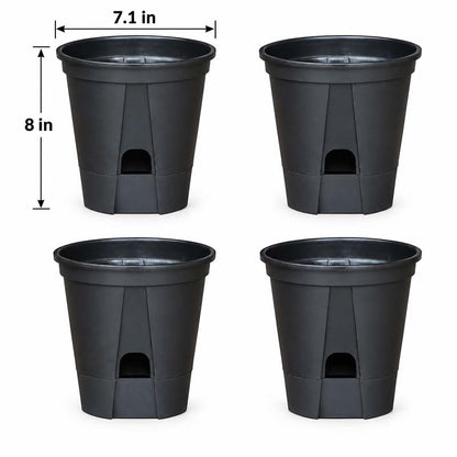 Self-Watering Plant Pots with Drainage – Indoor Planter Set with Water Reservoir, 7 Inch Set of 4 or 8 Inch Set of 3