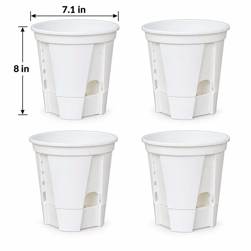 Self-Watering Plant Pots with Drainage – Indoor Planter Set with Water Reservoir, 7 Inch Set of 4 or 8 Inch Set of 3