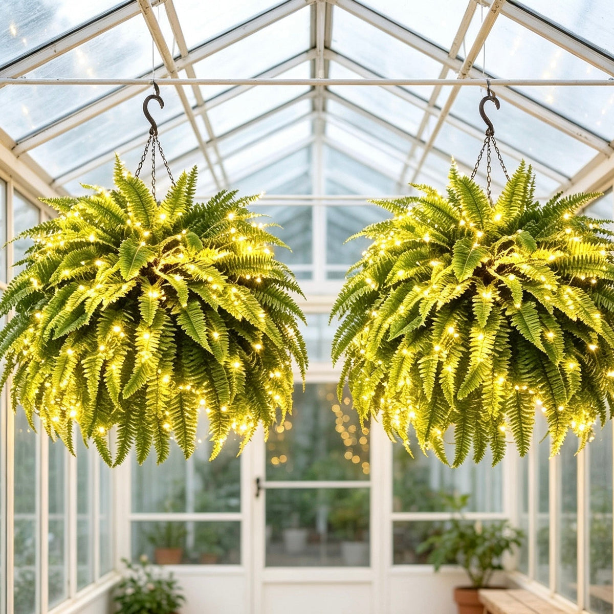 Last Day 49% OFF🌿Glowing Boston Ferns with Lights – 🌿 Zero Watering, Zero Maintenance