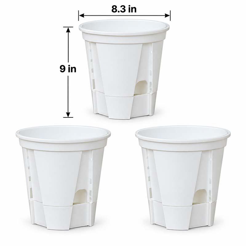 Self-Watering Plant Pots with Drainage – Indoor Planter Set with Water Reservoir, 7 Inch Set of 4 or 8 Inch Set of 3