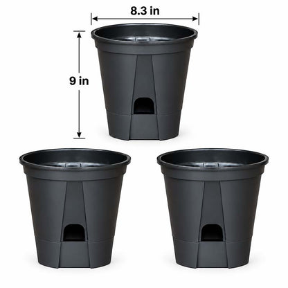 Self-Watering Plant Pots with Drainage – Indoor Planter Set with Water Reservoir, 7 Inch Set of 4 or 8 Inch Set of 3