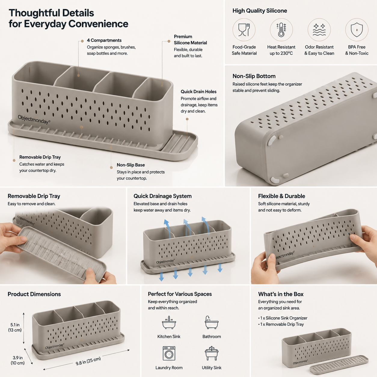 Objectmonday® Silicone Kitchen Sink Organizer