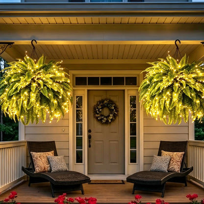 Last Day 49% OFF🌿Glowing Boston Ferns with Lights – 🌿 Zero Watering, Zero Maintenance