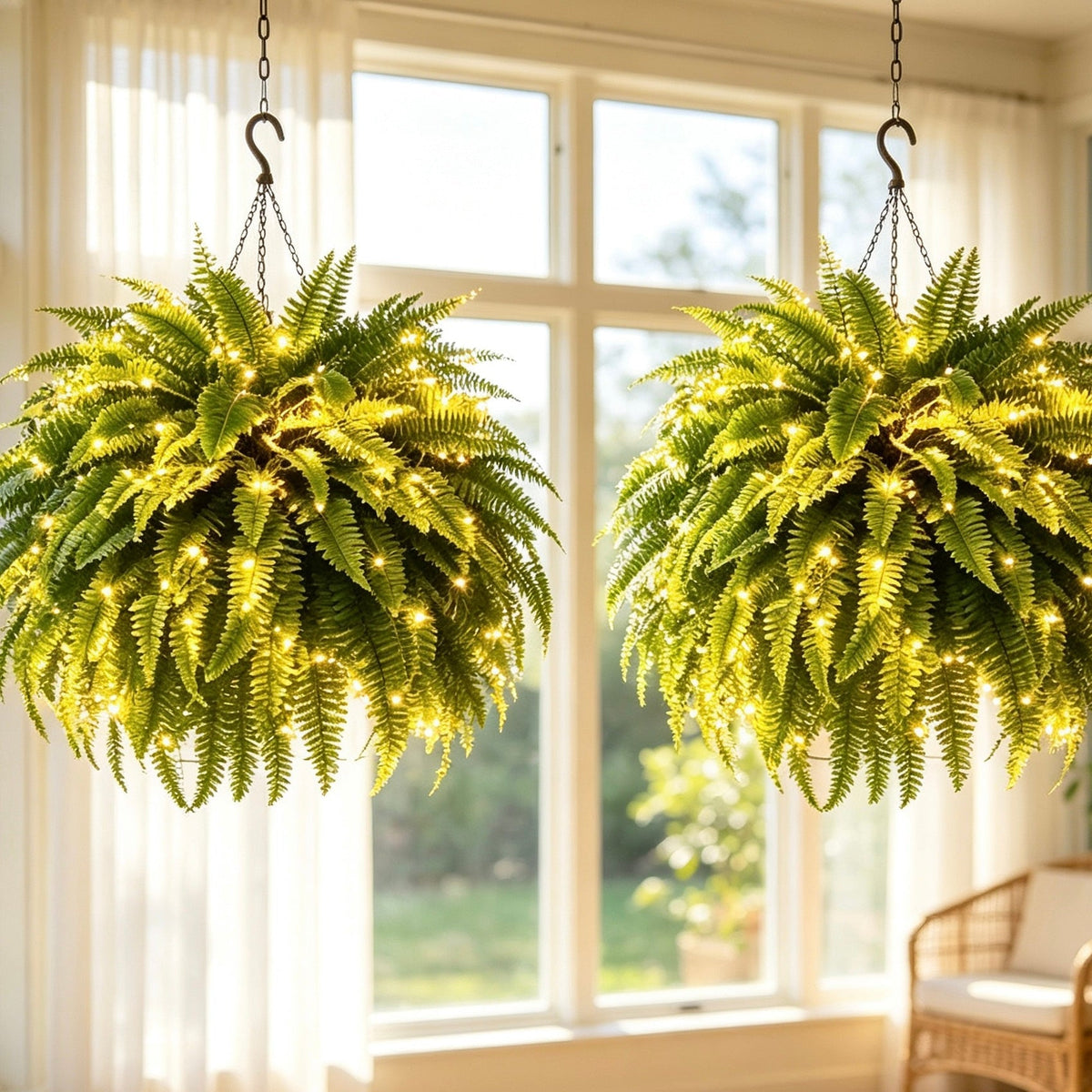 Last Day 49% OFF🌿Glowing Boston Ferns with Lights – 🌿 Zero Watering, Zero Maintenance
