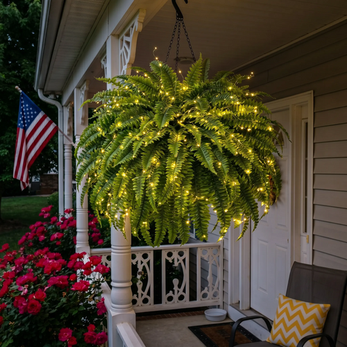 Last Day 49% OFF🌿Glowing Boston Ferns with Lights – 🌿 Zero Watering, Zero Maintenance