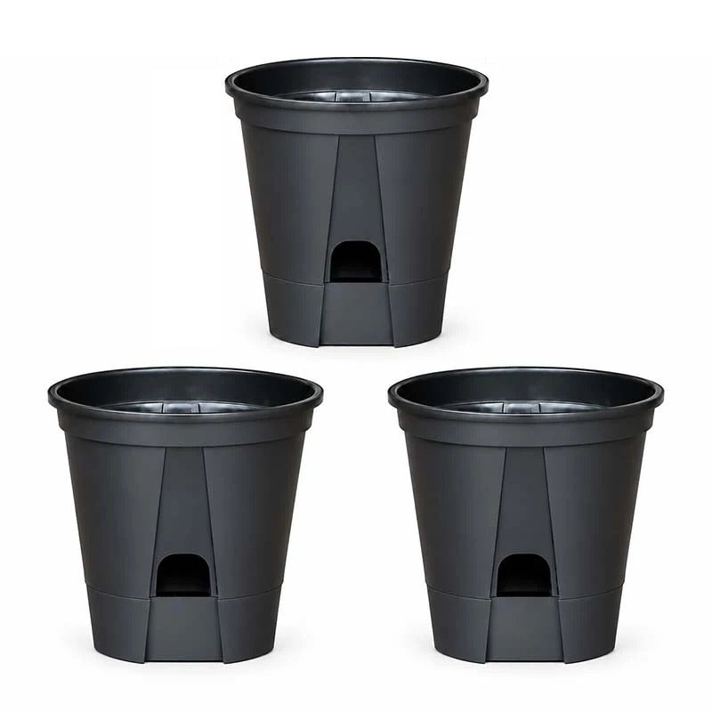 Self-Watering Plant Pots with Drainage – Indoor Planter Set with Water Reservoir, 7 Inch Set of 4 or 8 Inch Set of 3