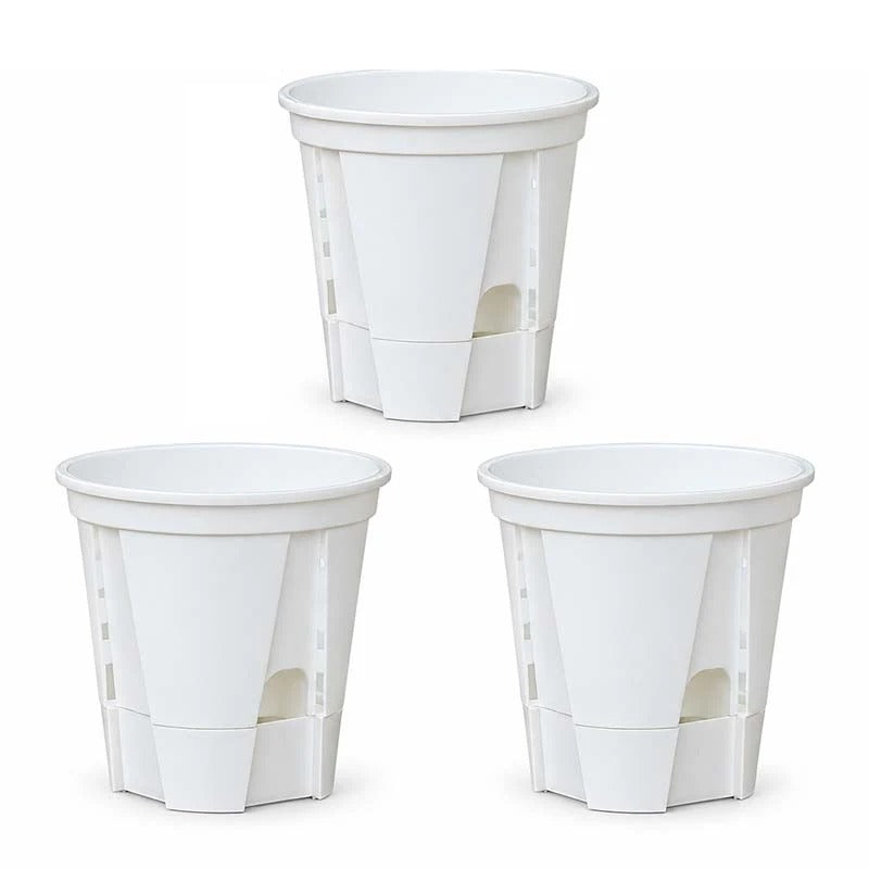 Self-Watering Plant Pots with Drainage – Indoor Planter Set with Water Reservoir, 7 Inch Set of 4 or 8 Inch Set of 3